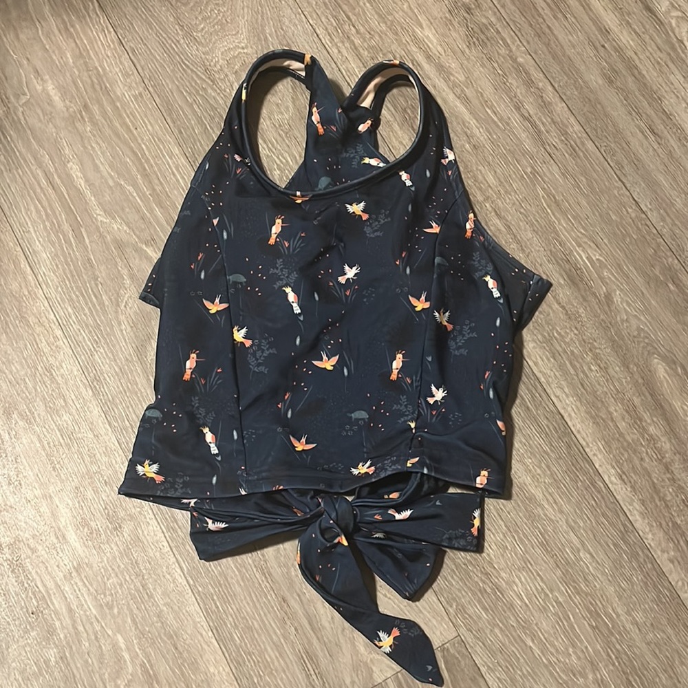 Lime Ricki crop swim top